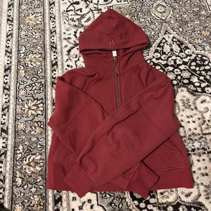 Red Merlot cropped oversized 1/2 zip scuba